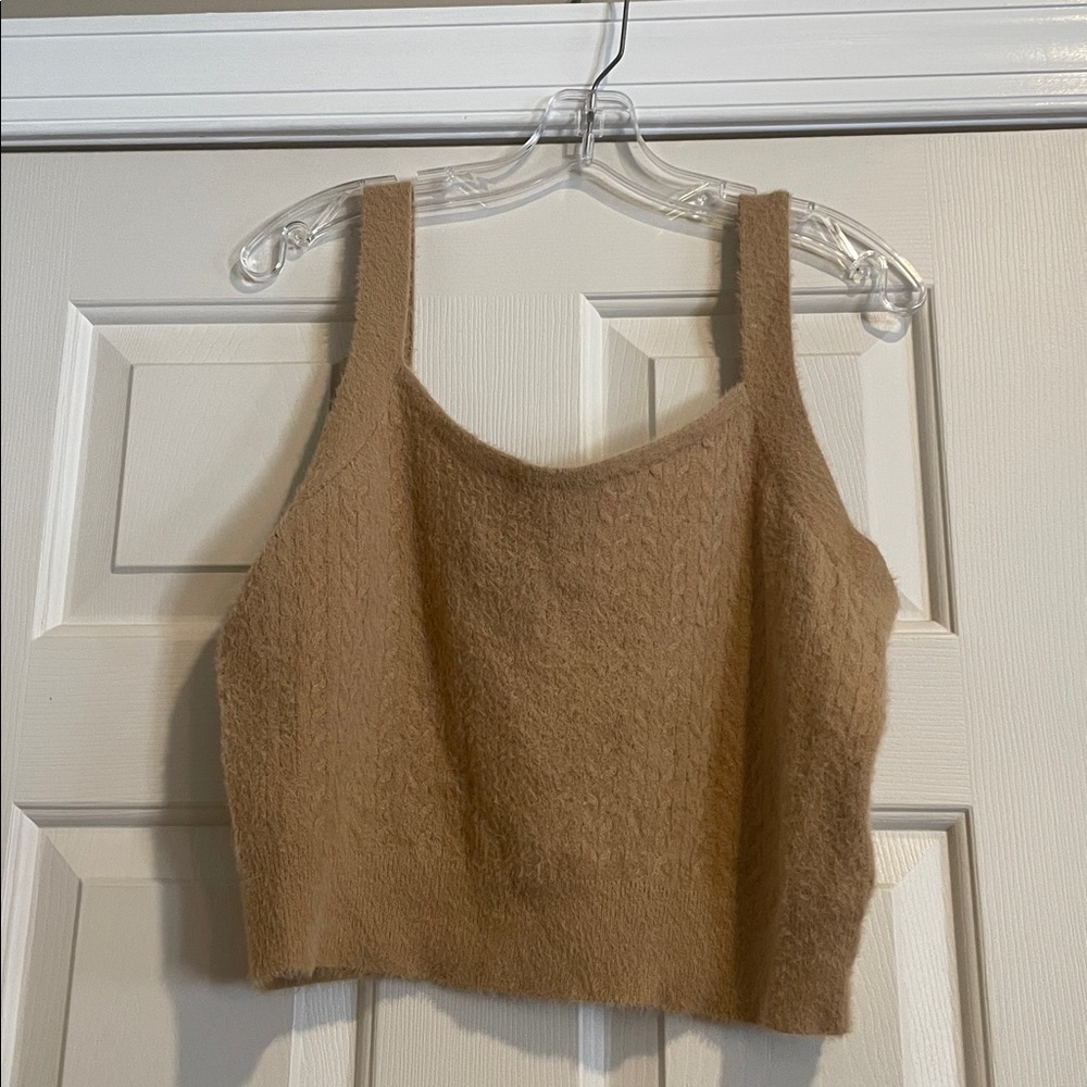 Tan Fuzzy Sweater Tank